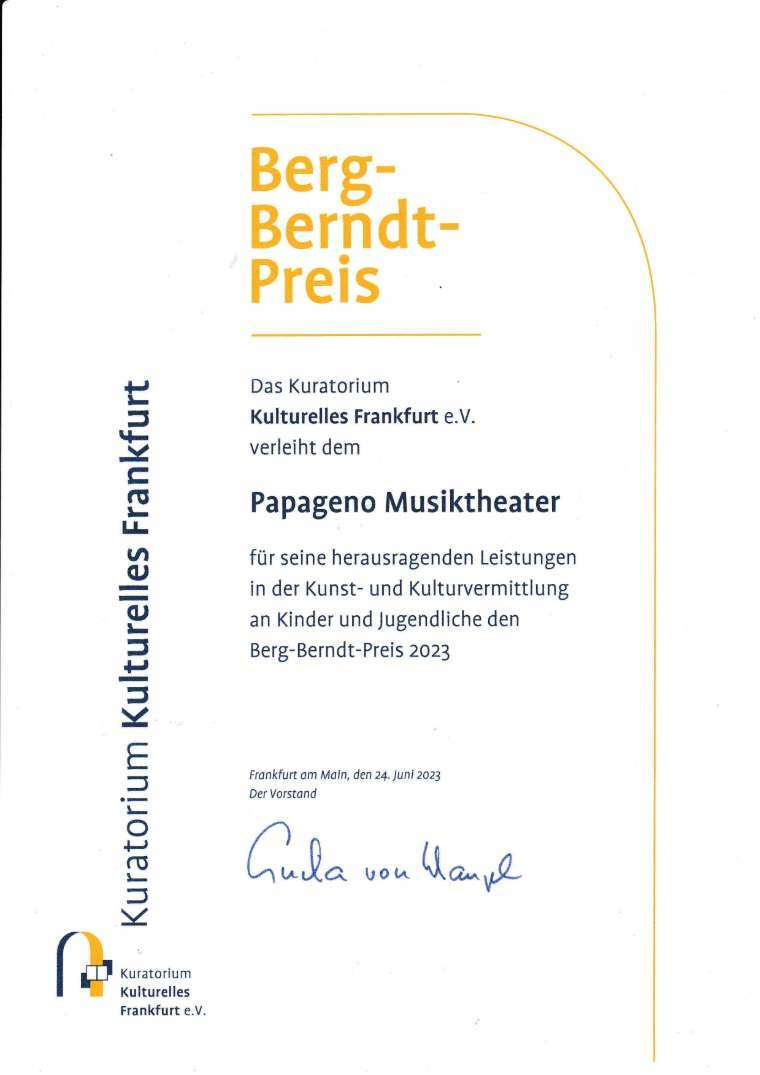 Urkunde Berg-Berndt-Preis